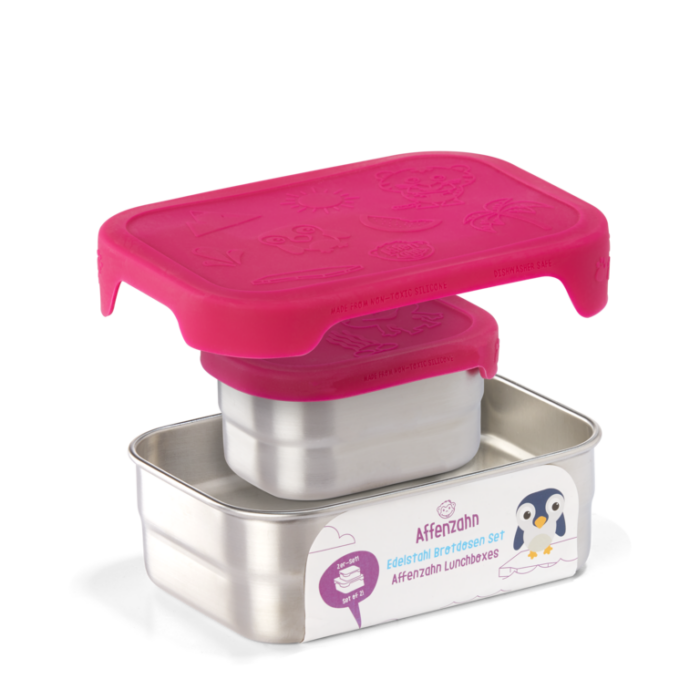 Affenzahn Edelstahl Brotdosen-Set pink (Eule) – Bild 5