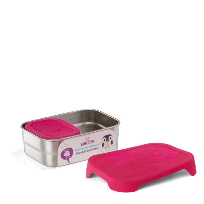 Affenzahn Edelstahl Brotdosen-Set pink (Eule) – Bild 2